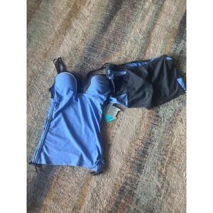 Free Country 2 piece set light blue / black womens sz medium - NWT